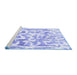 Sideview of Machine Washable Abstract Blue Modern Rug, wshabs1099blu