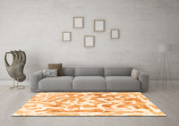 Machine Washable Abstract Orange Modern Rug, wshabs1099org