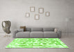 Machine Washable Abstract Green Modern Area Rugs in a Living Room,, wshabs1099grn