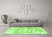 Machine Washable Abstract Green Modern Rug, wshabs1099grn