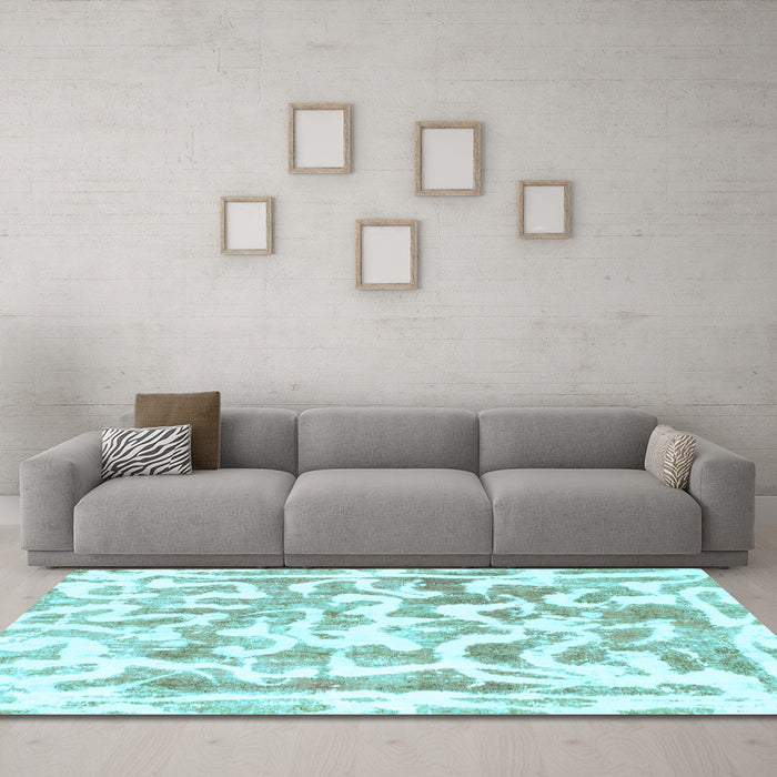 Machine Washable Abstract Light Blue Modern Rug in a Living Room, wshabs1099lblu