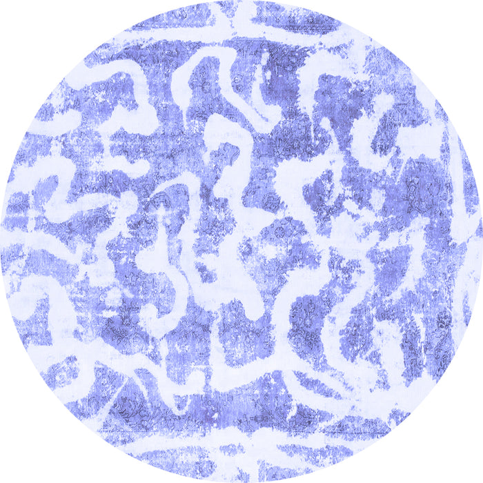 Round Abstract Blue Modern Rug, abs1099blu