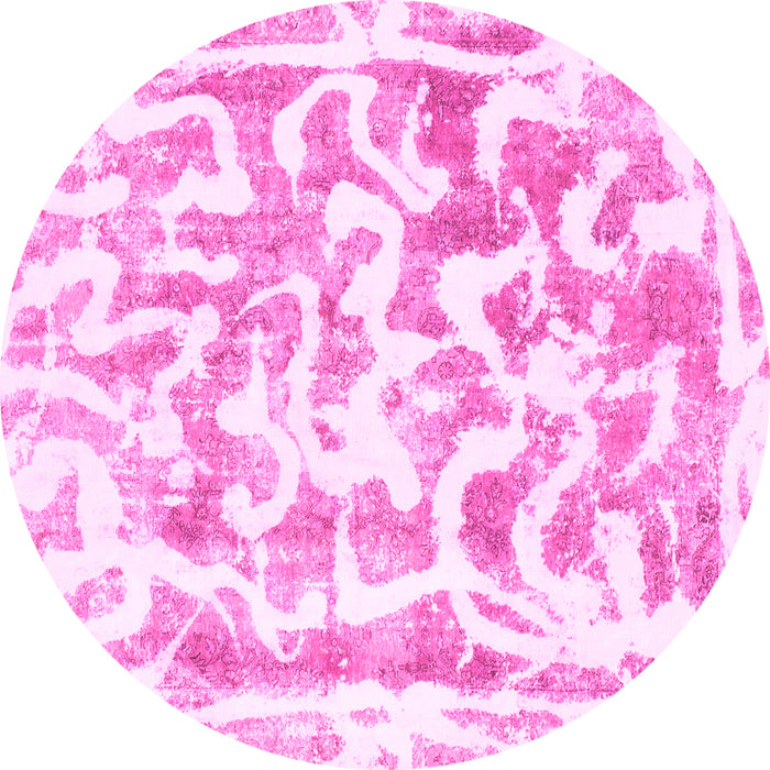 Round Abstract Pink Modern Rug, abs1099pnk