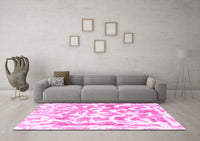 Machine Washable Abstract Pink Modern Rug, wshabs1099pnk