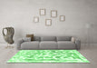 Machine Washable Abstract Emerald Green Modern Area Rugs in a Living Room,, wshabs1099emgrn