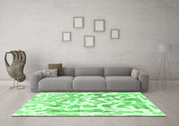 Machine Washable Abstract Emerald Green Modern Rug, wshabs1099emgrn