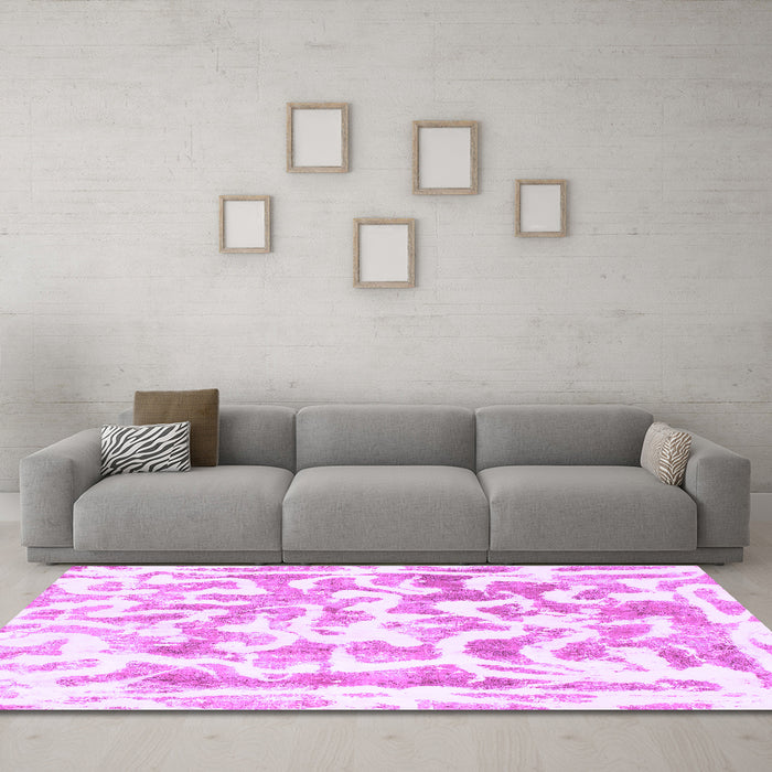 Machine Washable Abstract Purple Modern Area Rugs in a Living Room, wshabs1099pur