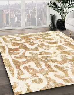 Abstract Beige Modern Rug in Family Room, abs1099