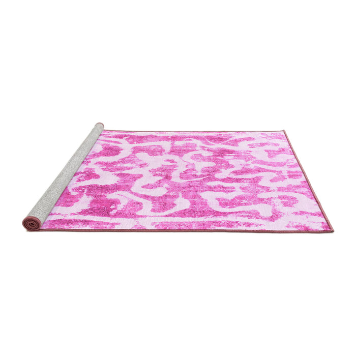 Sideview of Machine Washable Abstract Pink Modern Rug, wshabs1099pnk