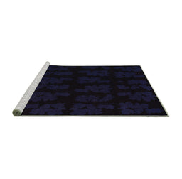 Sideview of Machine Washable Abstract Turquoise Modern Area Rugs, wshabs109turq