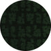 Round Abstract Emerald Green Modern Rug, abs109emgrn