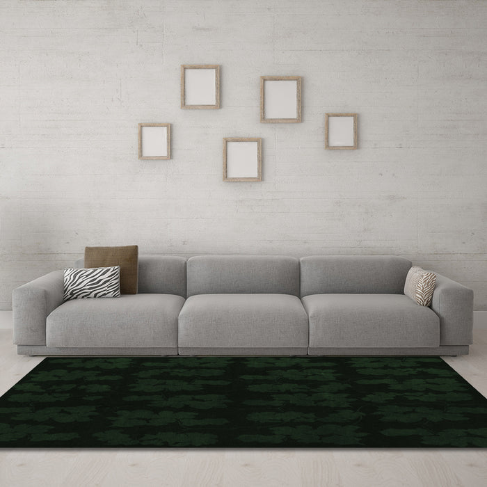Machine Washable Abstract Emerald Green Modern Area Rugs in a Living Room,, wshabs109emgrn