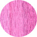 Round Machine Washable Abstract Pink Modern Rug, wshabs10pnk