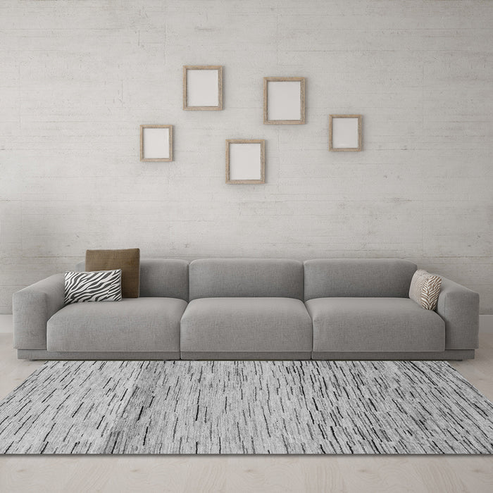 Machine Washable Abstract Gray Modern Rug in a Living Room,, wshabs10gry