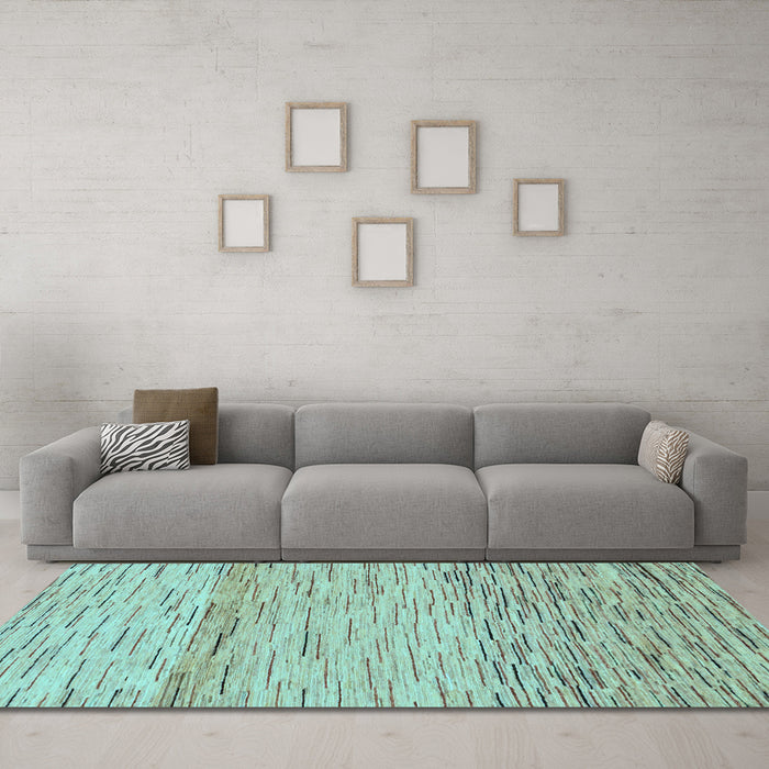 Machine Washable Abstract Light Blue Modern Rug in a Living Room, wshabs10lblu