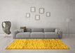 Machine Washable Abstract Yellow Modern Rug in a Living Room, wshabs10yw