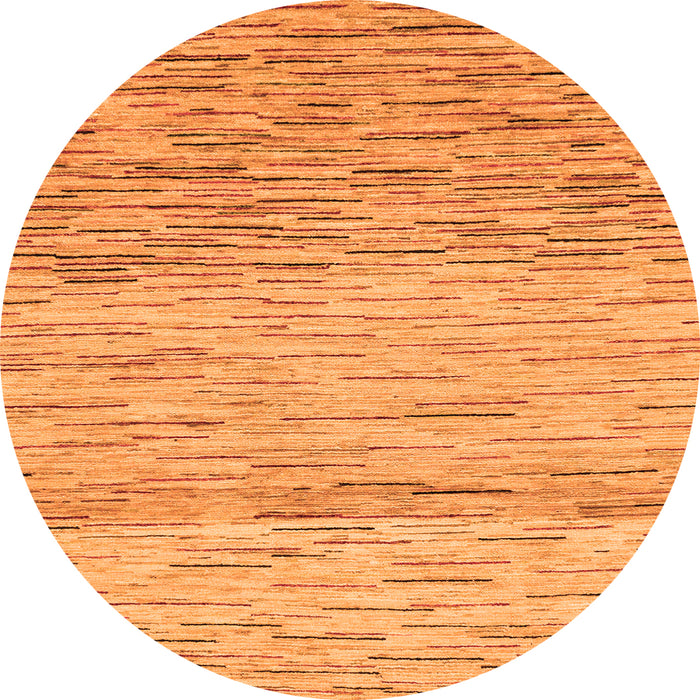 Round Machine Washable Abstract Orange Modern Area Rugs, wshabs10org