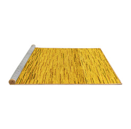 Sideview of Machine Washable Abstract Yellow Modern Rug, wshabs10yw