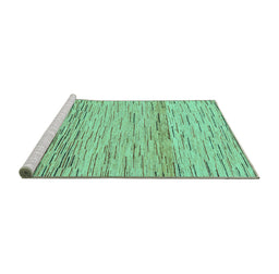 Sideview of Machine Washable Abstract Turquoise Modern Area Rugs, wshabs10turq