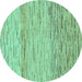 Round Machine Washable Abstract Turquoise Modern Area Rugs, wshabs10turq