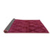 Abstract Raspberry Red Modern Rug in a Kitchen, abs110