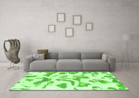 Machine Washable Abstract Green Modern Rug, wshabs1100grn