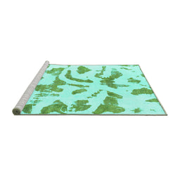 Sideview of Machine Washable Abstract Turquoise Modern Area Rugs, wshabs1100turq