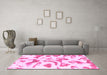Machine Washable Abstract Pink Modern Rug in a Living Room, wshabs1100pnk