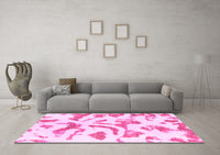 Machine Washable Abstract Pink Modern Rug, wshabs1100pnk