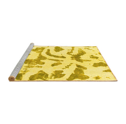 Sideview of Machine Washable Abstract Yellow Modern Rug, wshabs1100yw