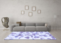 Machine Washable Abstract Blue Modern Rug, wshabs1100blu