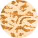 Round Machine Washable Abstract Orange Modern Area Rugs, wshabs1100org