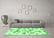 Machine Washable Abstract Emerald Green Modern Area Rugs in a Living Room,, wshabs1100emgrn