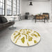 Round Machine Washable Abstract Dark Blonde G Rug in a Office, wshabs1100