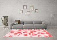 Machine Washable Abstract Red Modern Rug, wshabs1100red