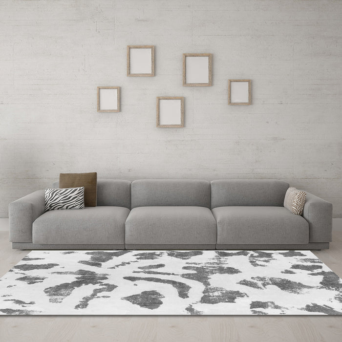 Machine Washable Abstract Gray Modern Rug in a Living Room,, wshabs1100gry