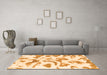 Machine Washable Abstract Orange Modern Area Rugs in a Living Room, wshabs1100org