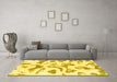 Machine Washable Abstract Yellow Modern Rug in a Living Room, wshabs1100yw