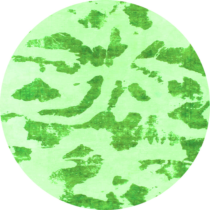 Round Abstract Green Modern Rug, abs1100grn