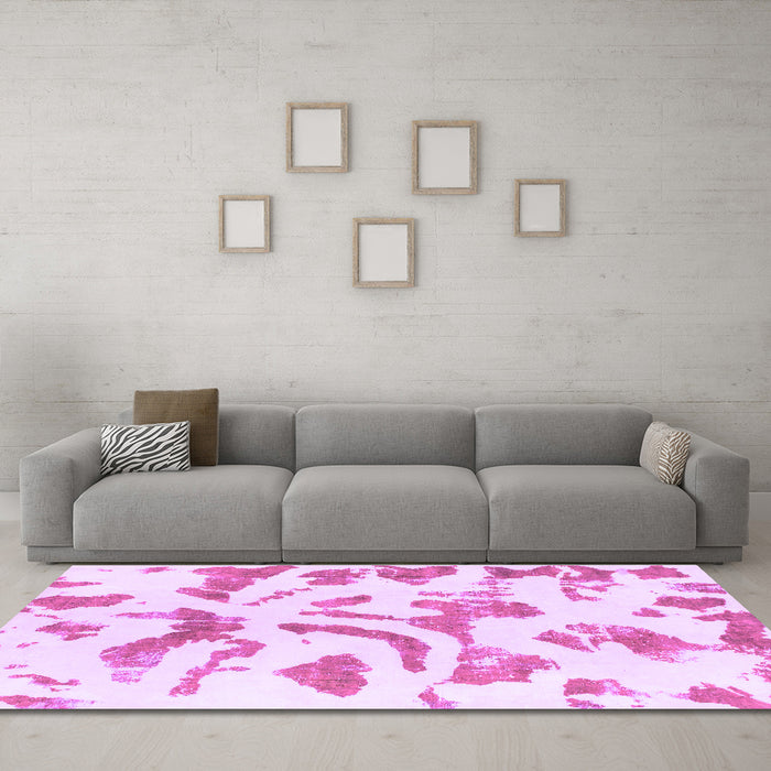 Machine Washable Abstract Purple Modern Area Rugs in a Living Room, wshabs1100pur