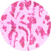 Round Abstract Pink Modern Rug, abs1100pnk