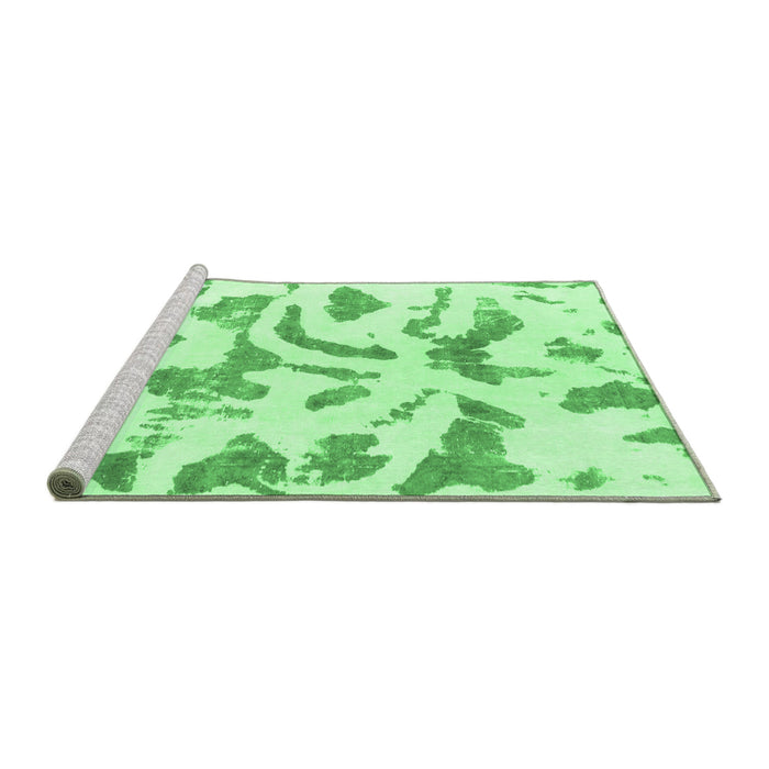 Sideview of Machine Washable Abstract Emerald Green Modern Area Rugs, wshabs1100emgrn