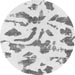 Round Machine Washable Abstract Gray Modern Rug, wshabs1100gry