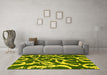 Machine Washable Abstract Yellow Modern Rug in a Living Room, wshabs1101yw