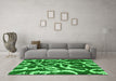 Machine Washable Abstract Green Modern Area Rugs in a Living Room,, wshabs1101grn