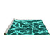 Sideview of Machine Washable Abstract Turquoise Modern Area Rugs, wshabs1101turq