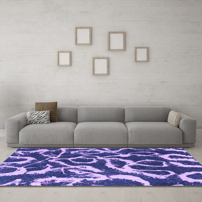 Machine Washable Abstract Purple Modern Area Rugs in a Living Room, wshabs1101pur