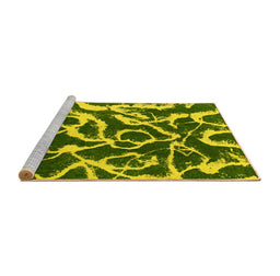 Sideview of Machine Washable Abstract Yellow Modern Rug, wshabs1101yw