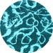 Round Machine Washable Abstract Light Blue Modern Rug, wshabs1101lblu