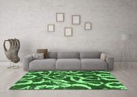 Machine Washable Abstract Emerald Green Modern Rug, wshabs1101emgrn